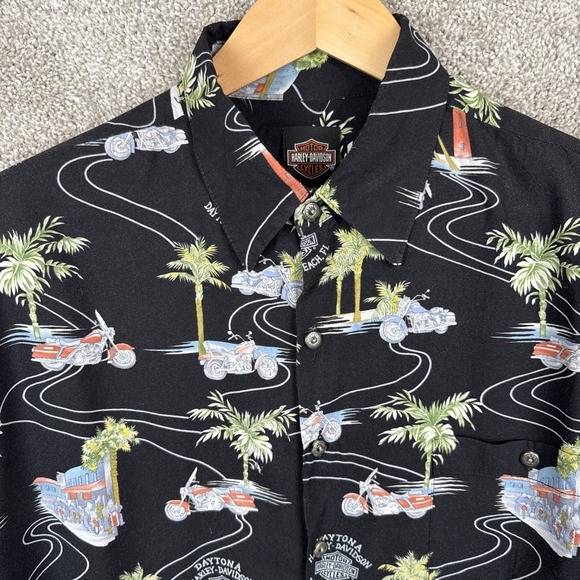 Harley Davidson Shirt Men's XL Hawaiian Button Up Short Sleeve Daytona Beach FL - Picture 1 of 7